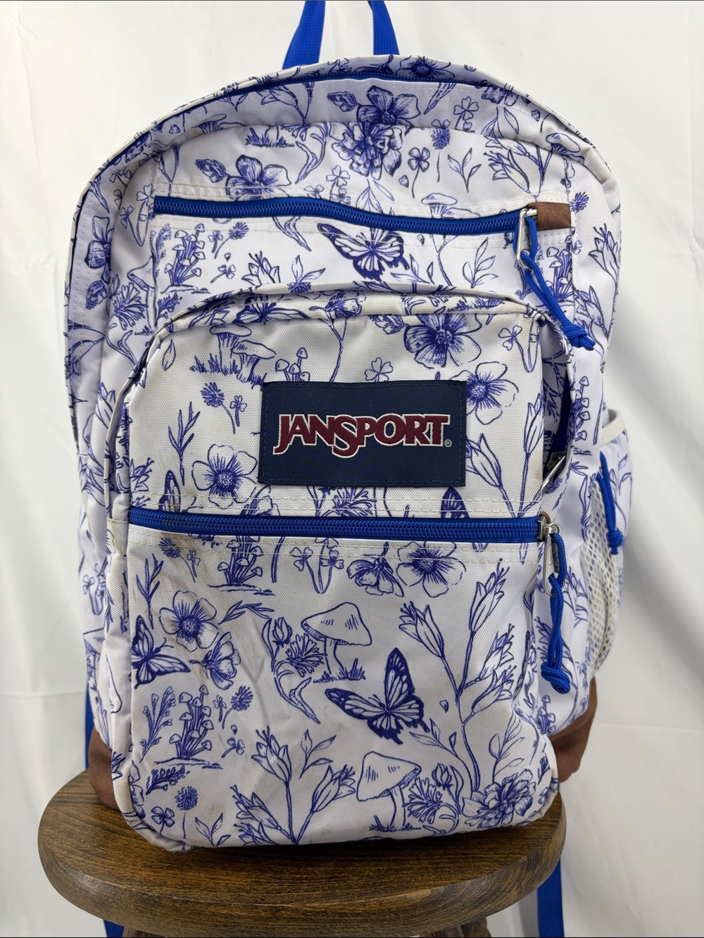 Jansport Big Student Backpack Foraging Finds Theme, Butterflies Mushrooms Flower